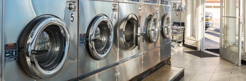 Commercial Laundry Row Of Washing Machines Min